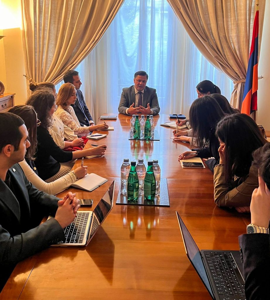 H.E. Ambassador Arman Khachatryan hosting the Young European Ambassadors for a strategic briefing on EU-Armenia relations and diplomatic diversification in Paris.